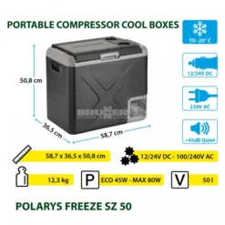 Frigo Congelatore Portatile Brunner Polarys Freeze SZ 50 -Vendite Campeggio Kit frigo congelatore portatile brunner polarys freeze sz 50 bivalente compressione 18